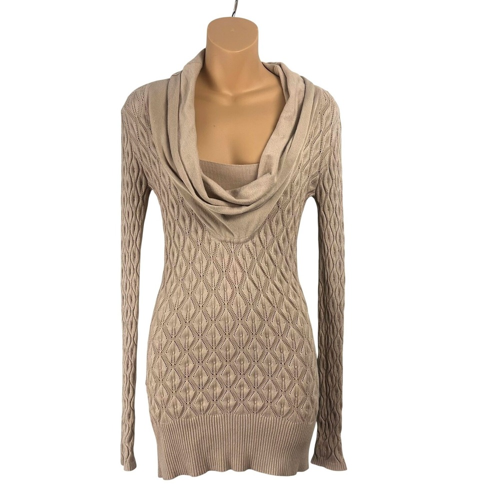 VTG Y2K Rampage Womens S Cowl Neck Textured Diamond Knit Sweater Ballet Coquette